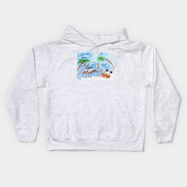 Paradise Island sunset Beach Hawaii Honolulu Kids Hoodie by yayashop